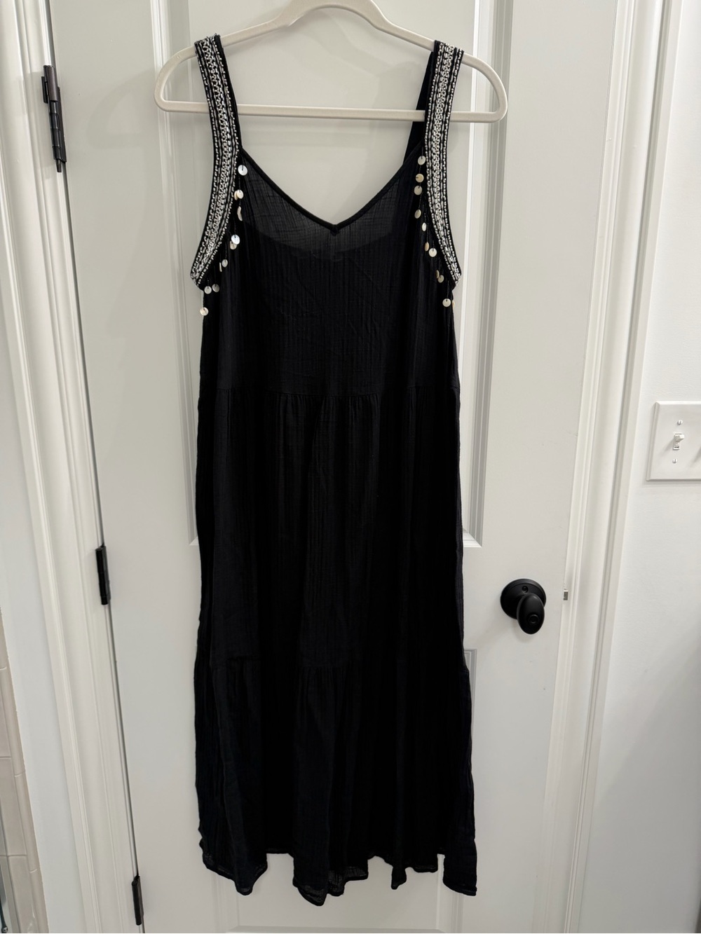Zara Black Embellished Tank Midi Dress - Women